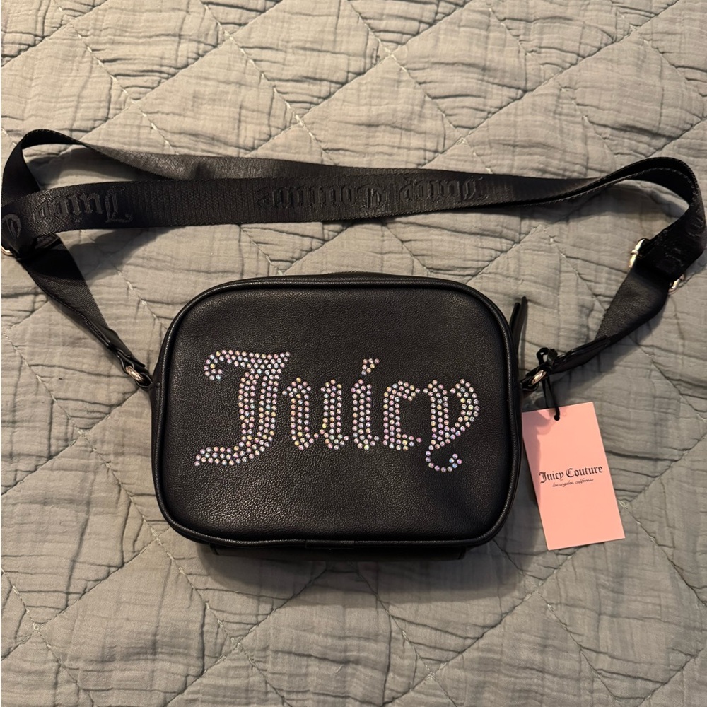 Juicy Couture Black Crossbody Bag with Rhinestone Logo